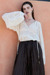 Ivory Zigzag Lace Sheer Blouse