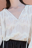 Ivory Zigzag Lace Sheer Blouse