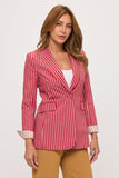 Red Pinstripe Contrast Blazer