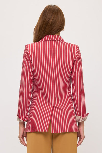 Red Pinstripe Contrast Blazer