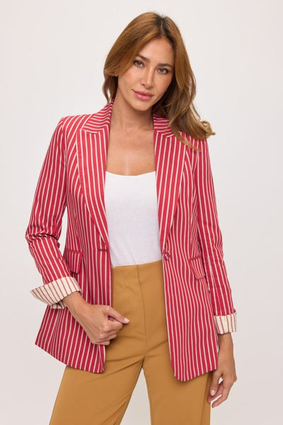 Red Pinstripe Contrast Blazer