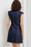 Dark Denim Button Down Collared Dress