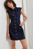 Dark Denim Button Down Collared Dress