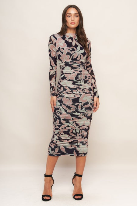 Cream Floral Puff Sleeve Mini Dress