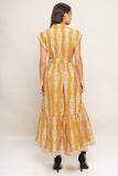 Mustard Woven Printed Midi Dress