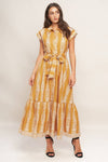 Mustard Woven Printed Midi Dress