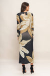 Black Floral Mesh Long Sleeve Dress