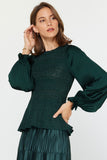Green Glitter Flared Sweater Top