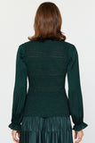 Green Glitter Flared Sweater Top