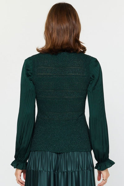 Green Glitter Flared Sweater Top