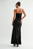 Black Floral Velvet Maxi Dress