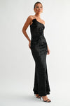 Black Floral Velvet Maxi Dress