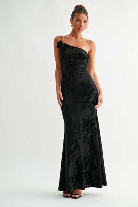 Black Floral Velvet Maxi Dress Large Black Floral Velvet Maxi Dress Large