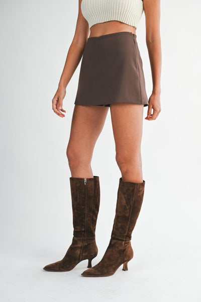 Chocolate High Waisted Mini Skort