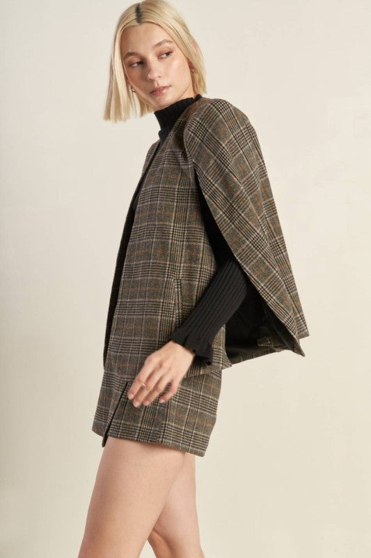 Plaid Woolen Capelet