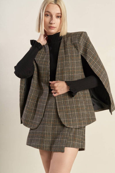 Plaid Woolen Capelet