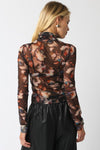 Brown Black Cream  Mesh Top