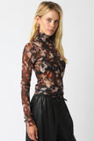 Brown Black Cream  Mesh Top