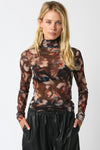 Brown Black Cream  Mesh Top