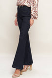 Dark Belted Flare Leg Jeans