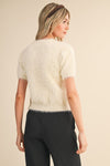Cream Fuzzy Short Sleeve Cardigan