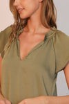Green Silk Sleeve Top