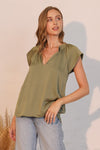 Green Silk Sleeve Top