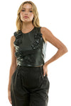 Black Flower Detail Sleeveless Top