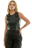 Black Flower Detail Sleeveless Top