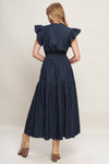 Ruffle Sleeve Lightweight Denim Dress