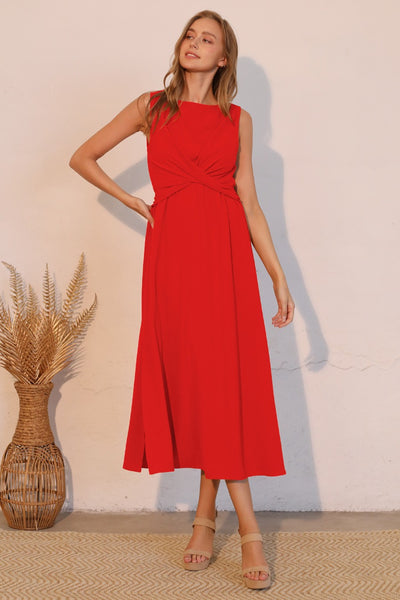 Red Twist Maxi Dress