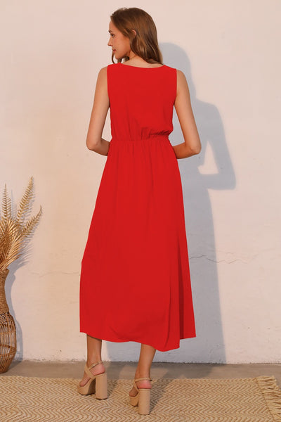 Red Twist Maxi Dress