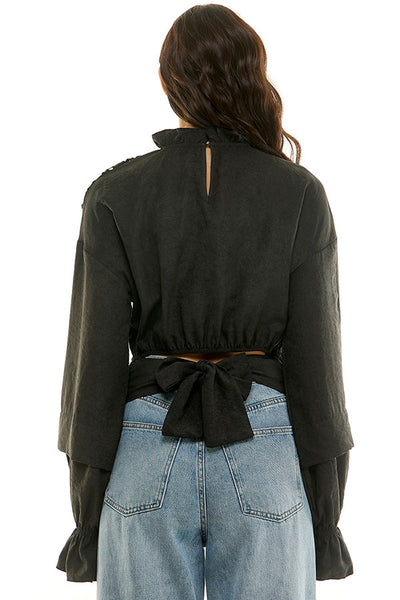 Black Eyelet Detail Top