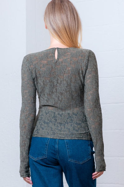 Olive Lace Long Sleeve Blouse