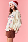 Ivory Multi Colored Bow Sweatshirt