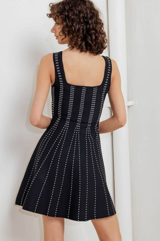 Black Knit Dress w Silver Stiching