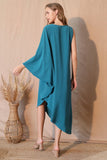 Teal Crepe One Sleeve Dress