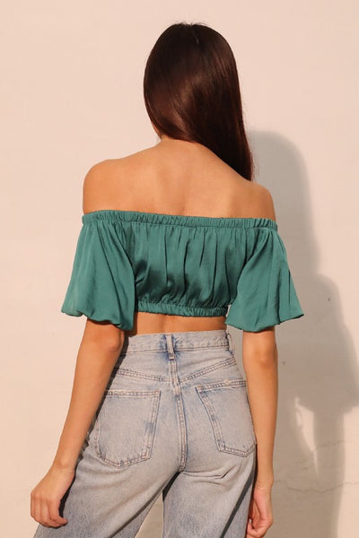 Forest Green Poly Silk Bubble Top