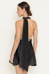 Pearl Detailed Back Hem Halter Back Mini Dress
