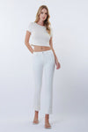 White Mid Rise Slim Straight Jean