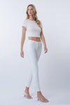 White Mid Rise Slim Straight Jean