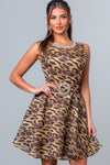 Leopard Print Gemstone High Neck Mini Dress