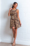 Leopard Print Gemstone High Neck Mini Dress