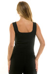 Black Studded Curve Hem Tank