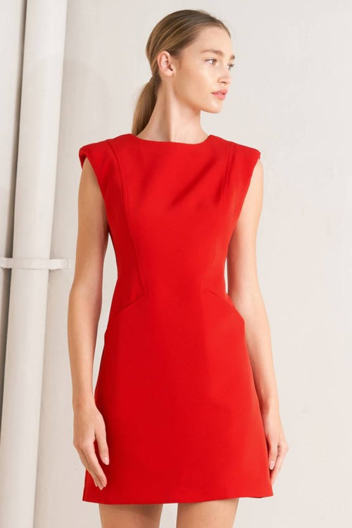 Red Mini Woven Shift Dress