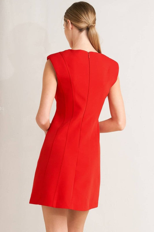 Red Mini Woven Shift Dress