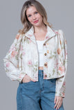 Floral Print Puff Sleeve Jacket