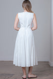 White Linen Button Down Dress With Belt
