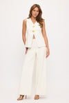 White Faux Leather Wide Leg Pants