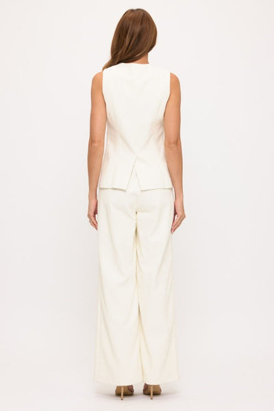 White Faux Leather Wide Leg Pants